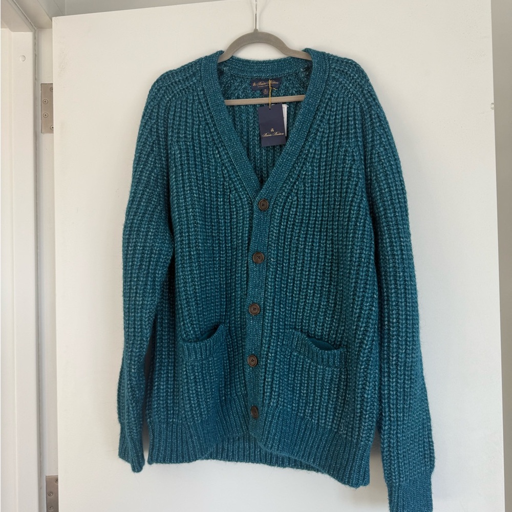 Brooks Brothers Teal Chunky Knit Button-Front Cardigan